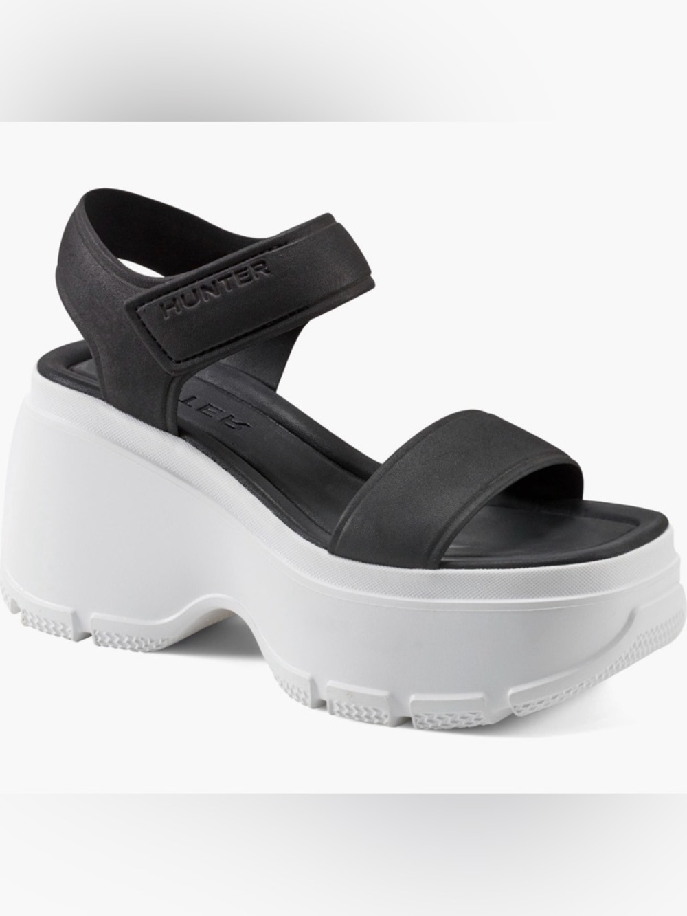 Hunter - Abel - Black and White Platform Sandal
